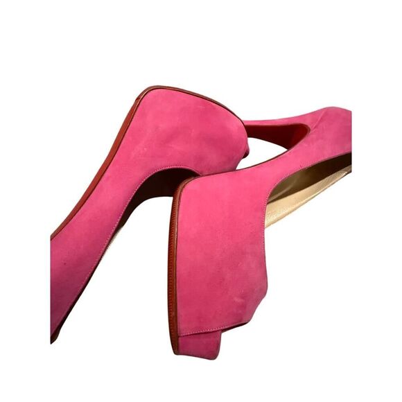*BOGO FREE* Christian Louboutin Pink Prive Open Toe Velvet Pumps - Picture 11 of 12